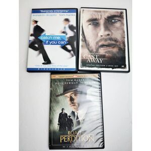 Lot of 3 Tom Hanks Movies in DVD Castaway Catch Me Road to Perdition